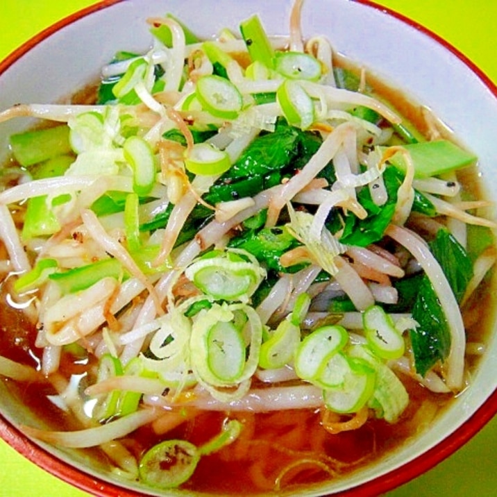 たっぷりもやしと小松菜の醤油ラーメン